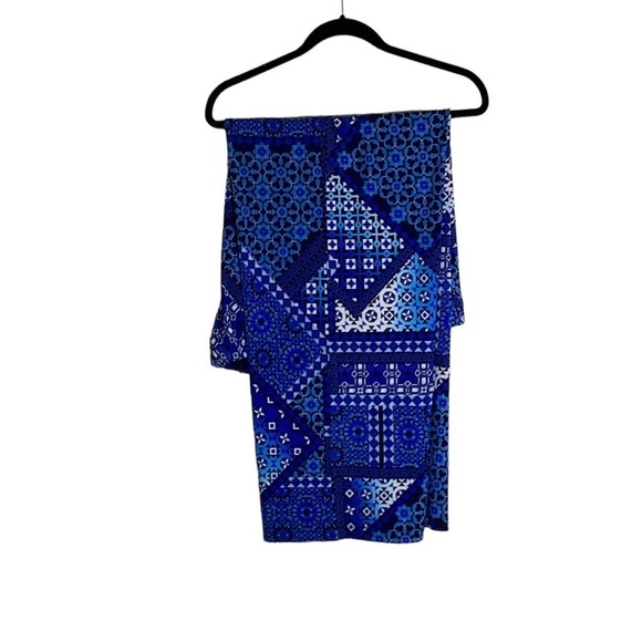 Chico's Polyester/Spandex Wide leg Blue Print Pajama Pants in Size 3 (XL/16) - Picture 2 of 8